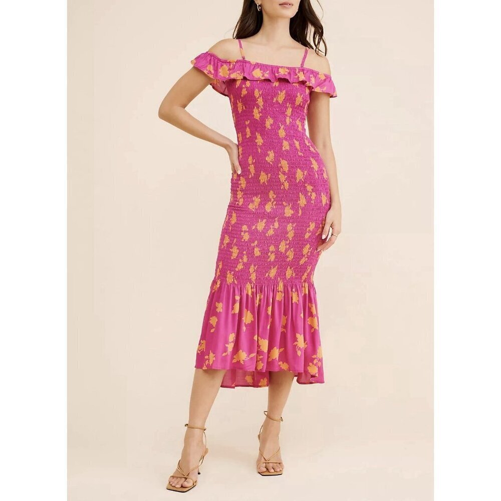 NWT Size M - Anthropologie Off Shoulder Smocked Midi Dress (Removeable Straps)